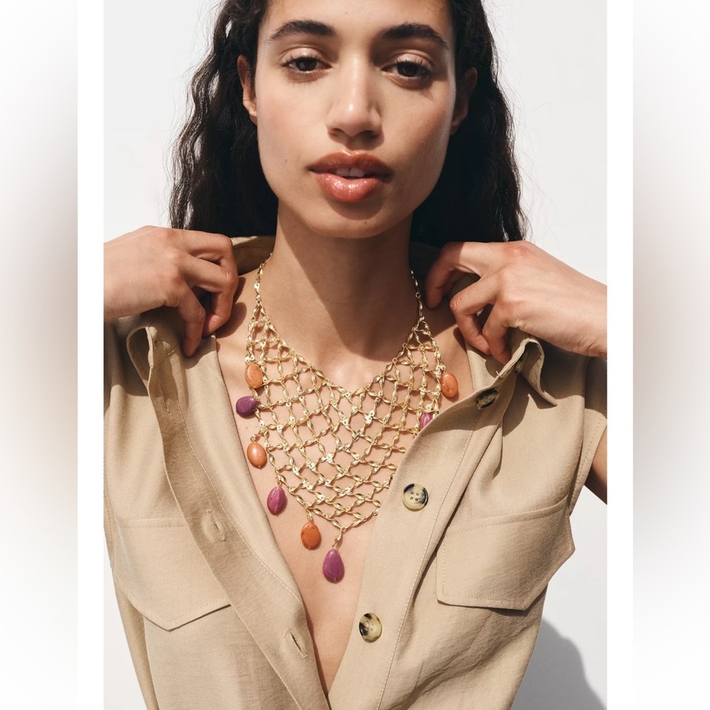 Zara Beaded Bib Necklace